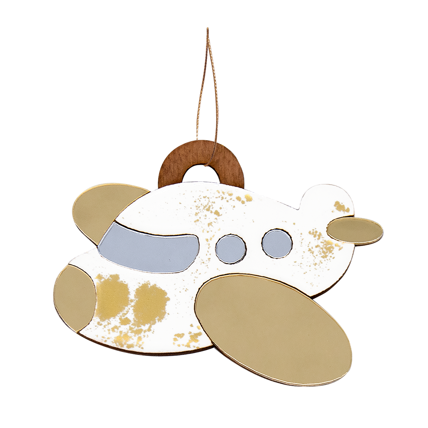 Ёлочная игрушка Самолетик (белый с золотым )