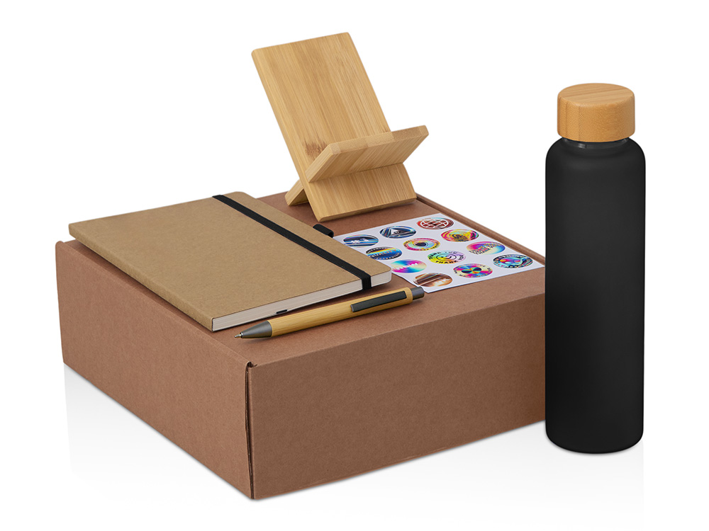 Набор Wooden с бутылкой, блокнотом, ручкой и подставкой для телефона 