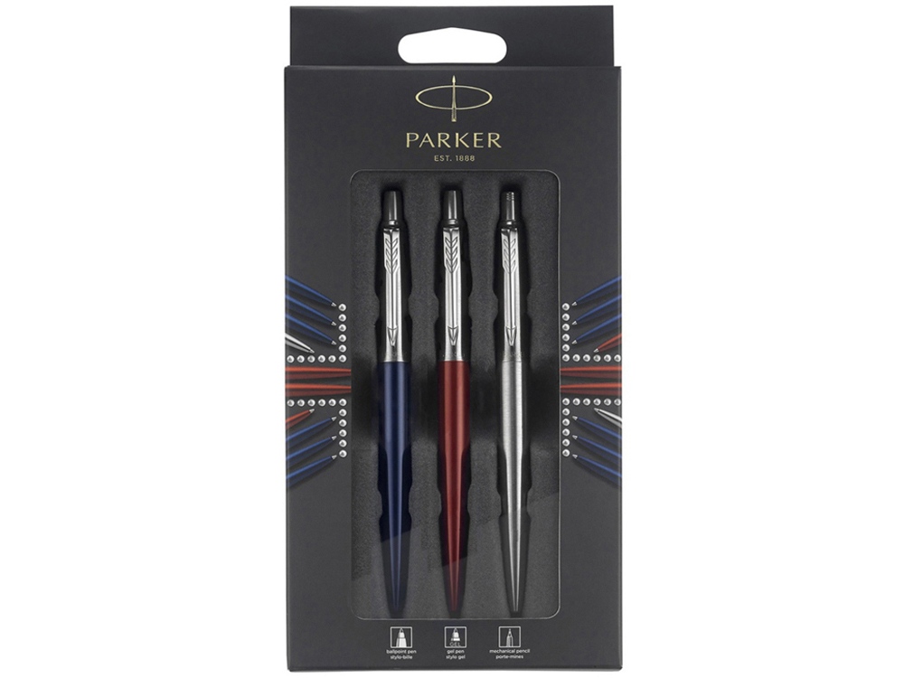 Набор Parker Jotter London Trio: ручка гелевая, ручка шариковая. карандаш