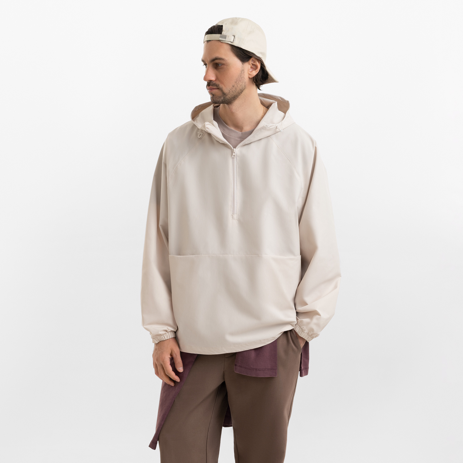 Ветровка (анорак) оверсайз унисекс RISSMAN, бежевая