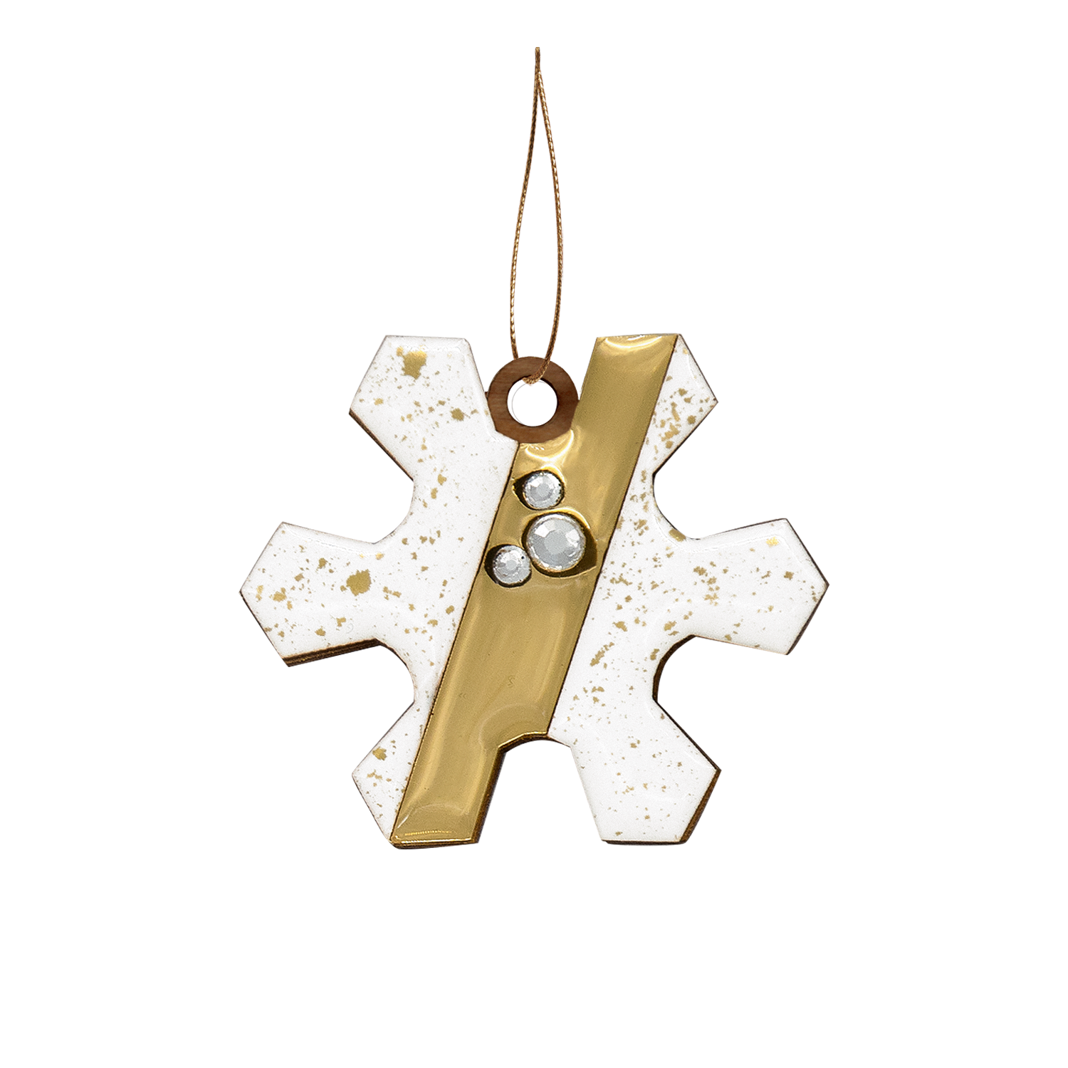 Ёлочная игрушка Снежинка (белый с золотым )