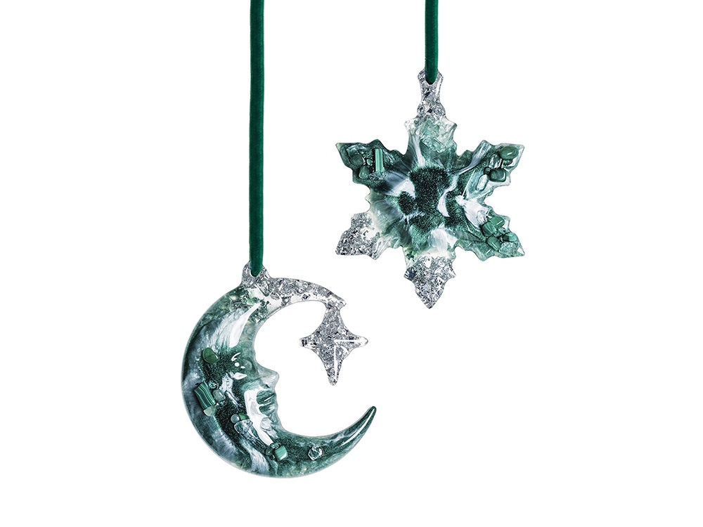 Набор елочных игрушек: Полумесяц, Снежинка Набор елочных игрушек: Полумесяц, Снежинка