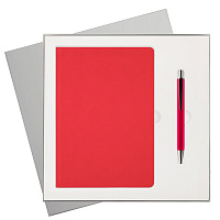 Подарочный набор Latte soft touch, красный (ежедневник, ручка) Подарочный набор Latte soft touch, красный (ежедневник, ручка)