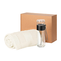 Подарочный набор Terso, Cella, бежевый (плед, термобутылка)