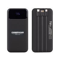 Зарядное (22.5W) устройство "Grade SOFTTOUCH" 10000 mAh с подсветкой логотипа, встроенными кабелями и цифровым индикатором заряда