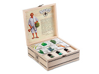 Подарочный набор с чаем и эфирными маслами История пара и самовара в деревянной шкатулке Подарочный набор с чаем и эфирными маслами История пара и самовара в деревянной шкатулке