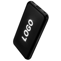 Внешний аккумулятор Kugo, 10000 mAh с подсветкой гравировки, черный Внешний аккумулятор Kugo, 10000 mAh с подсветкой гравировки, черный