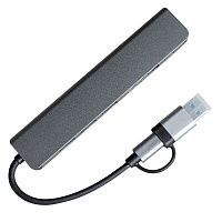 USB-хаб ROOT 8 в 1, серый, алюминий USB-хаб ROOT 8 в 1, серый, алюминий