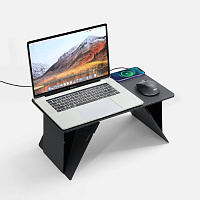 Складной стол для ноутбука с беспроводной зарядкой Kickstand Table, серый Складной стол для ноутбука с беспроводной зарядкой Kickstand Table, серый