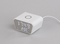 Настольные часы "Smart Clock" с беспроводным (15W) зарядным устройством, будильником и термометром Настольные часы "Smart Clock" с беспроводным (15W) зарядным устройством, будильником и термометром