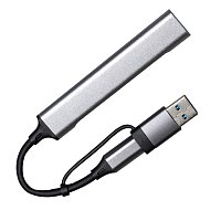 USB-хаб BRANCH 4 в 1, серый, алюминий USB-хаб BRANCH 4 в 1, серый, алюминий