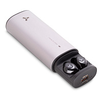 Беспроводные наушники с пауэрбанком 5000 мАч ACCESSTYLE TANGERINE TWS, серебристый Беспроводные наушники с пауэрбанком 5000 мАч ACCESSTYLE TANGERINE TWS, серебристый